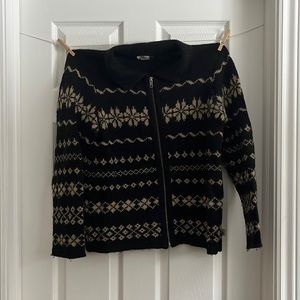 Vintage Men’s Knit Collared Winter Patterned Ski Sweater